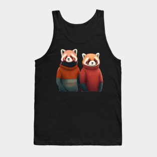 Couple Red Panda in a Sweater Tank Top